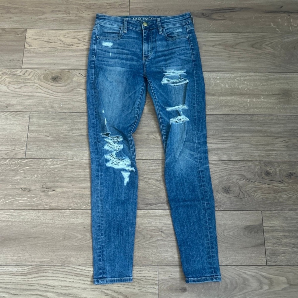 American Eagle Outfitters Ripped Blue Skinny Jeans
